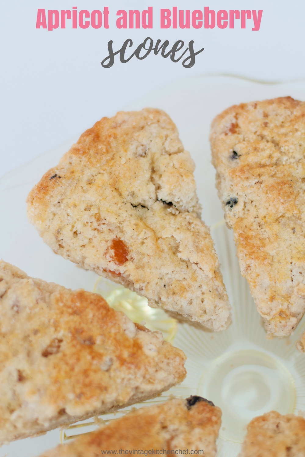 Apricot and Blueberry Scones are a delicious treat and make the perfect beginning to any tea party! There's a burst of fruity flavor in every bite. 