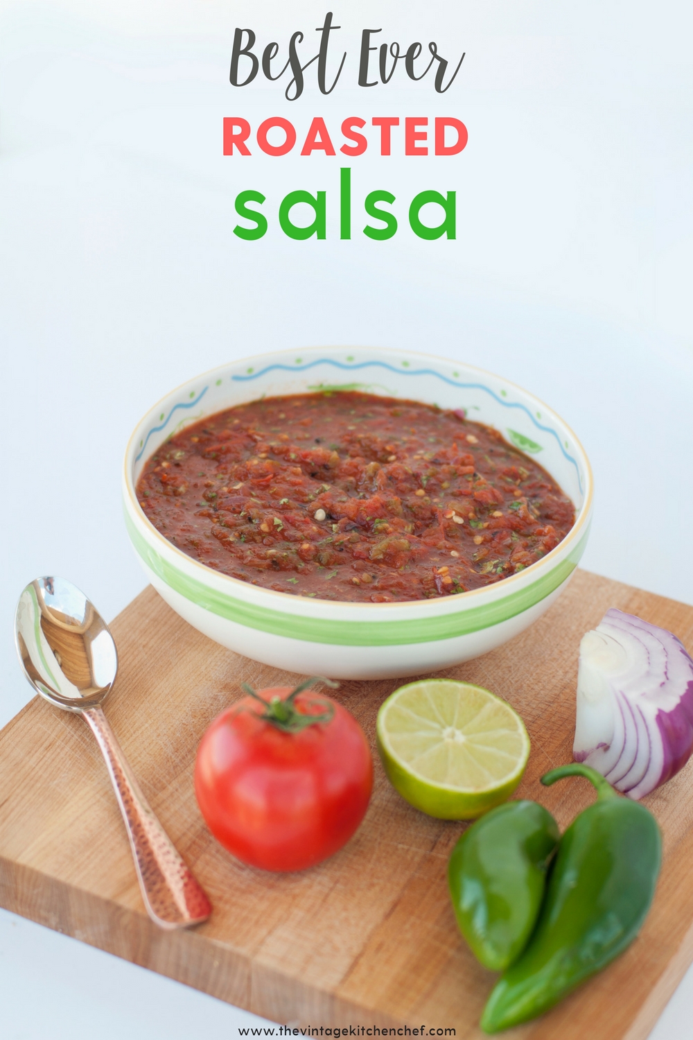 Fresh, flavorful and simple ingredients are roasted and blended together to make the absolute best salsa ever! Hot or mild, it's delicious either way! 