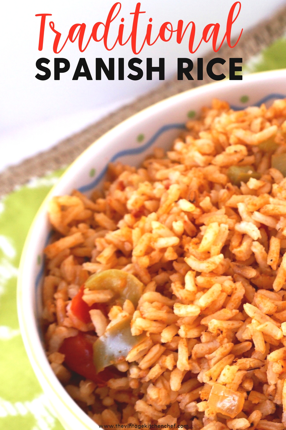 Easy and authentic Traditional Spanish Rice is the perfect accompaniment to tacos, grilled meats, fajitas or just about any dish with a Mexican flare.