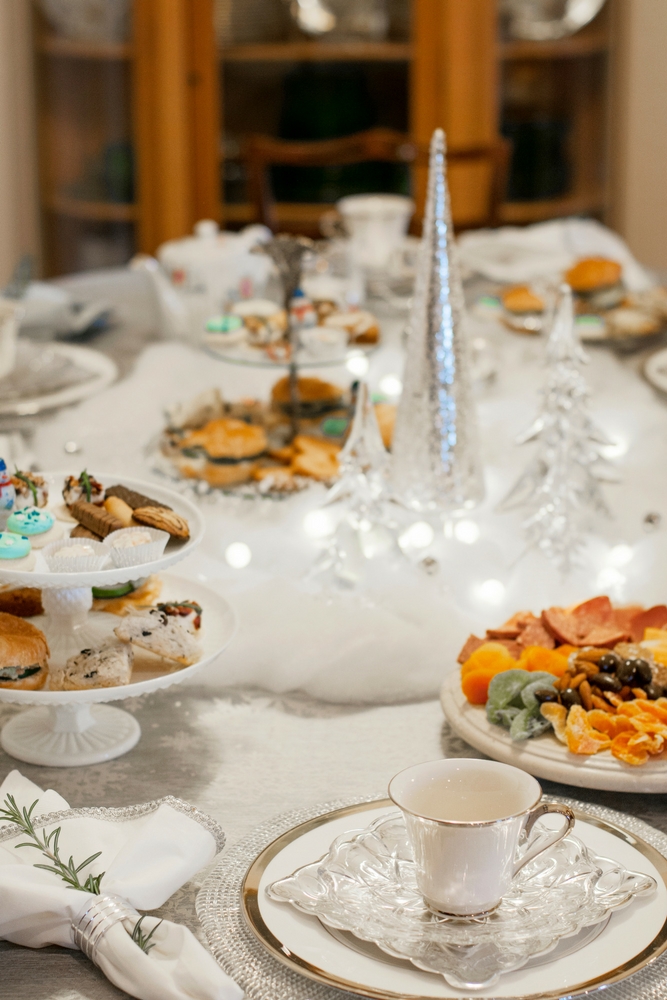 A magical Winter Wonderland tea party complete with sparkle, soft lights, delightful treats and a touch of whimsy! Time to relax and enjoy!